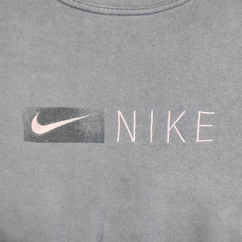 Vintage Nike Swoosh Crewneck Sweatshirt XL Blue Made‎ in USA 90s Distressed